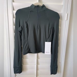 NWT It's Rulu Run Cropped 1/2 Zip in Smoked Spruce sz 6